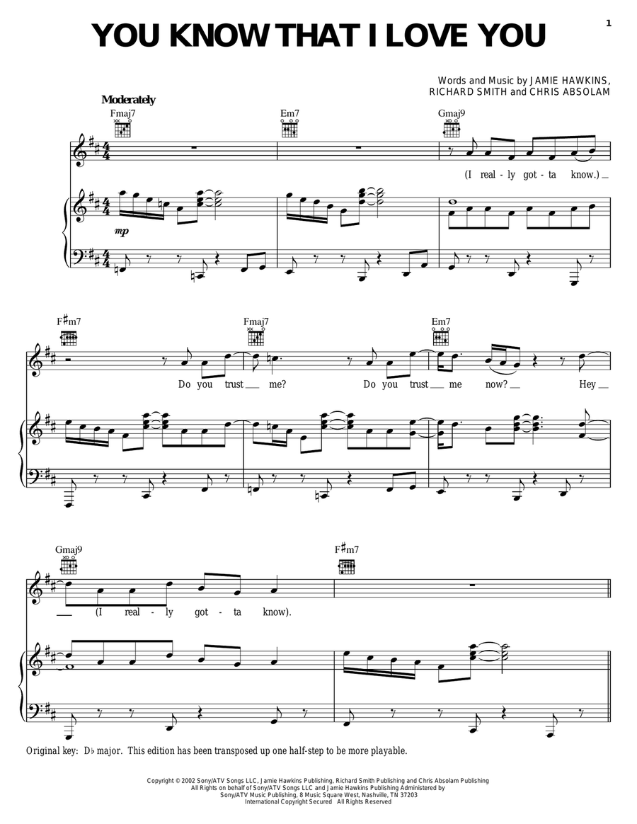 You Know That I Love You You Know That I Love You Piano, Vocal, Guitar scores gallery preview page 1