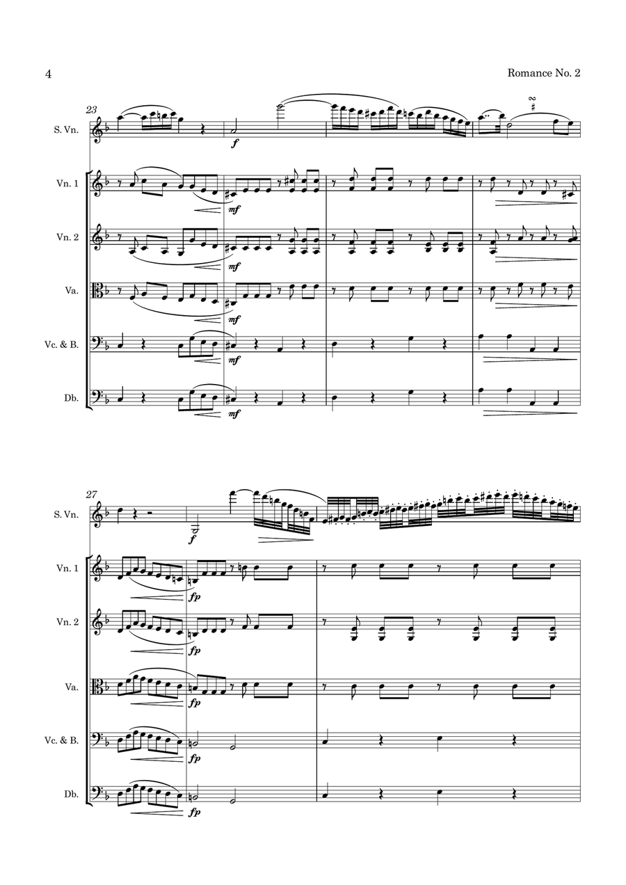 Beethoven Romance No. 2 Op. 50 for Violin and String Orchestra String Orchestra scores gallery preview page 5