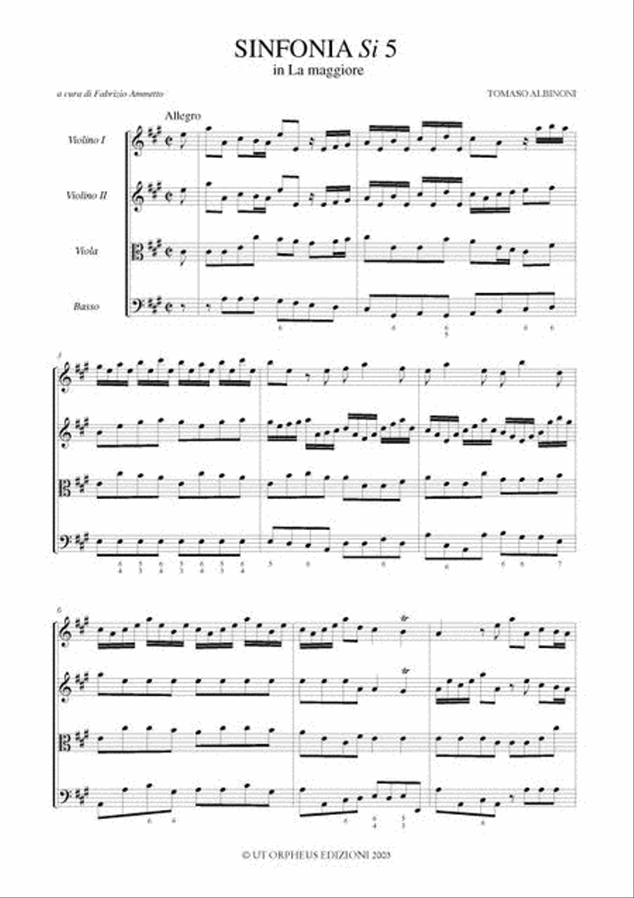 Sinfonias ‘a quattro’ without Opus number for 2 Violins, Viola and Basso - Vol. 5: Sinfonia in A major, Si 5. Critical Edition Orchestra scores gallery preview page 2