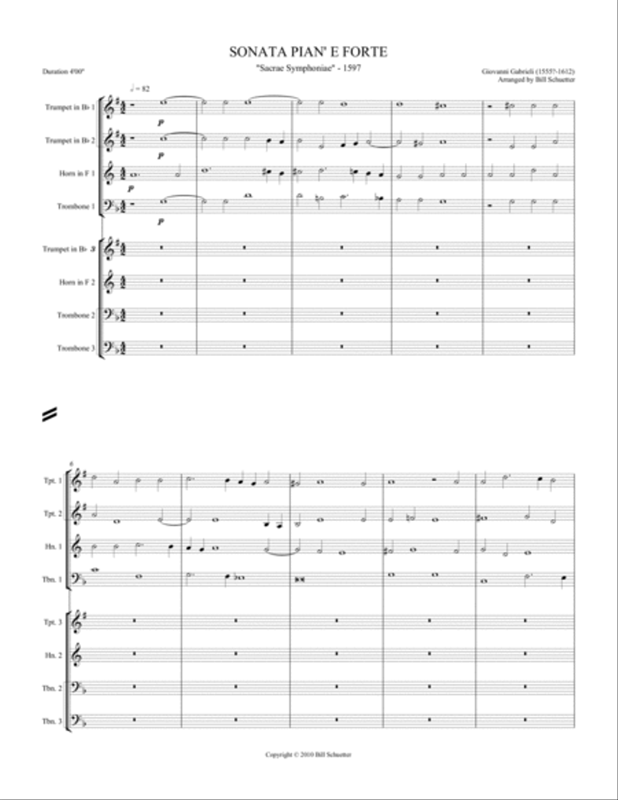 Sonata Pian' E Forte Set of Parts scores gallery preview page 1
