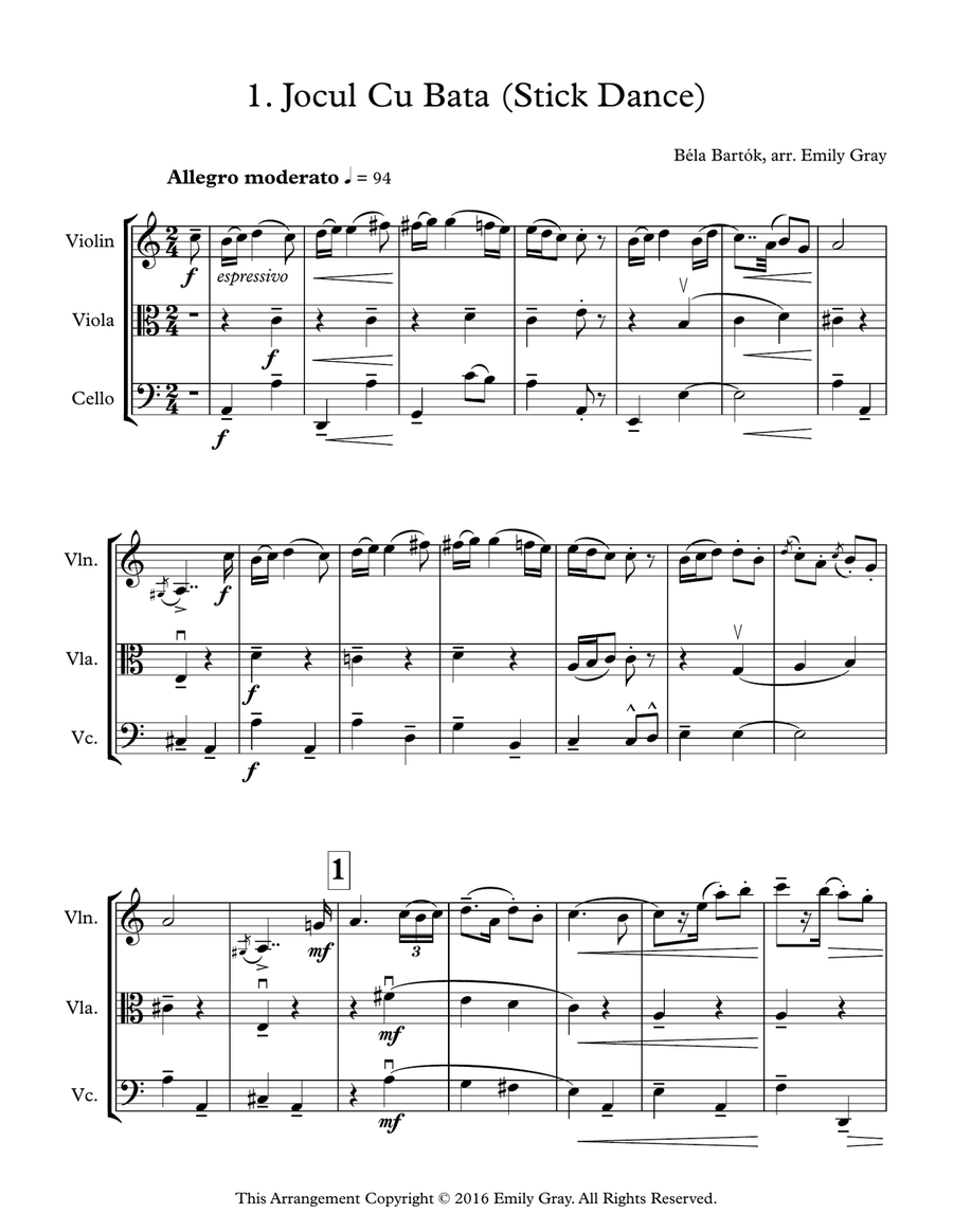 Romanian Folk Dances (String Trio) String Trio scores gallery preview page 3