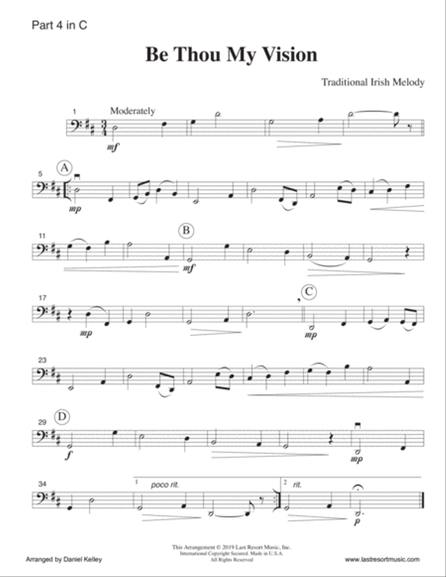 Be Thou My Vision for String Quartet (or Mixed Quartet) Music for Four Large Ensemble scores gallery preview page 6