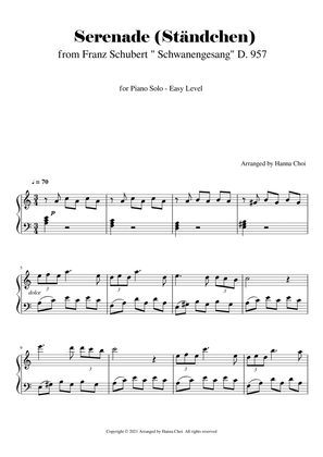 Book cover for Serenade (Ständchen) - Schubert " Schwanengesang [for Piano Solo]