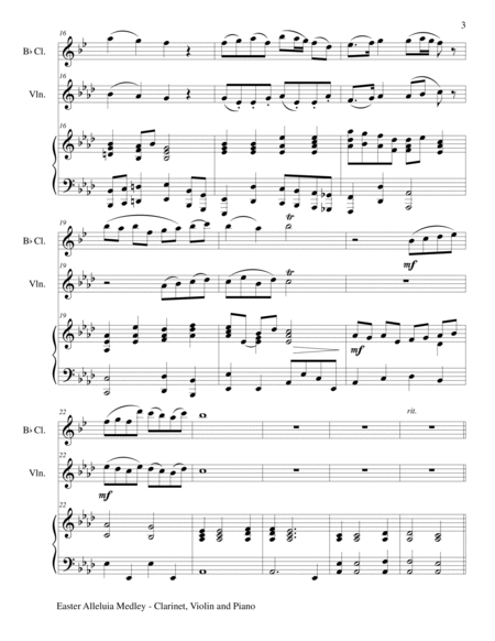 EASTER ALLELUIA MEDLEY (Trio – Bb Clarinet, Violin/Piano) Score and Parts image number null