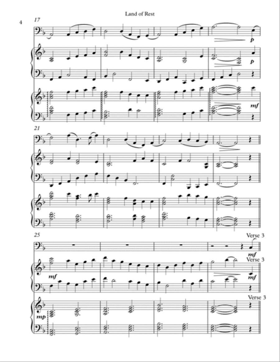 Land of Rest, Trio for Cello, Harp, Piano Cello scores gallery preview page 4