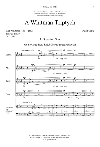 A Whitman Triptych: I. O Setting Sun (Downloadable)