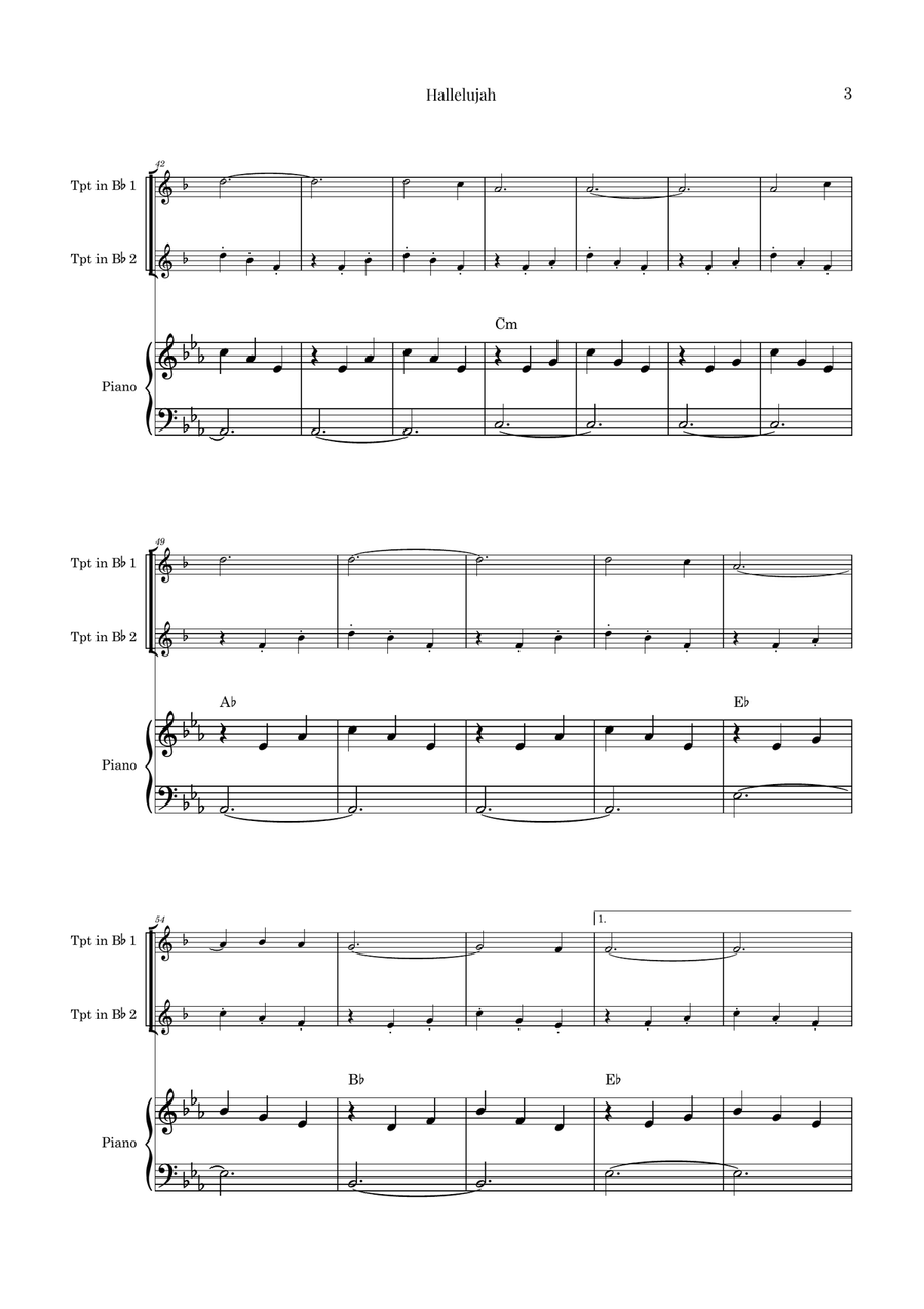 Hallelujah Trumpet Duet scores gallery preview page 3