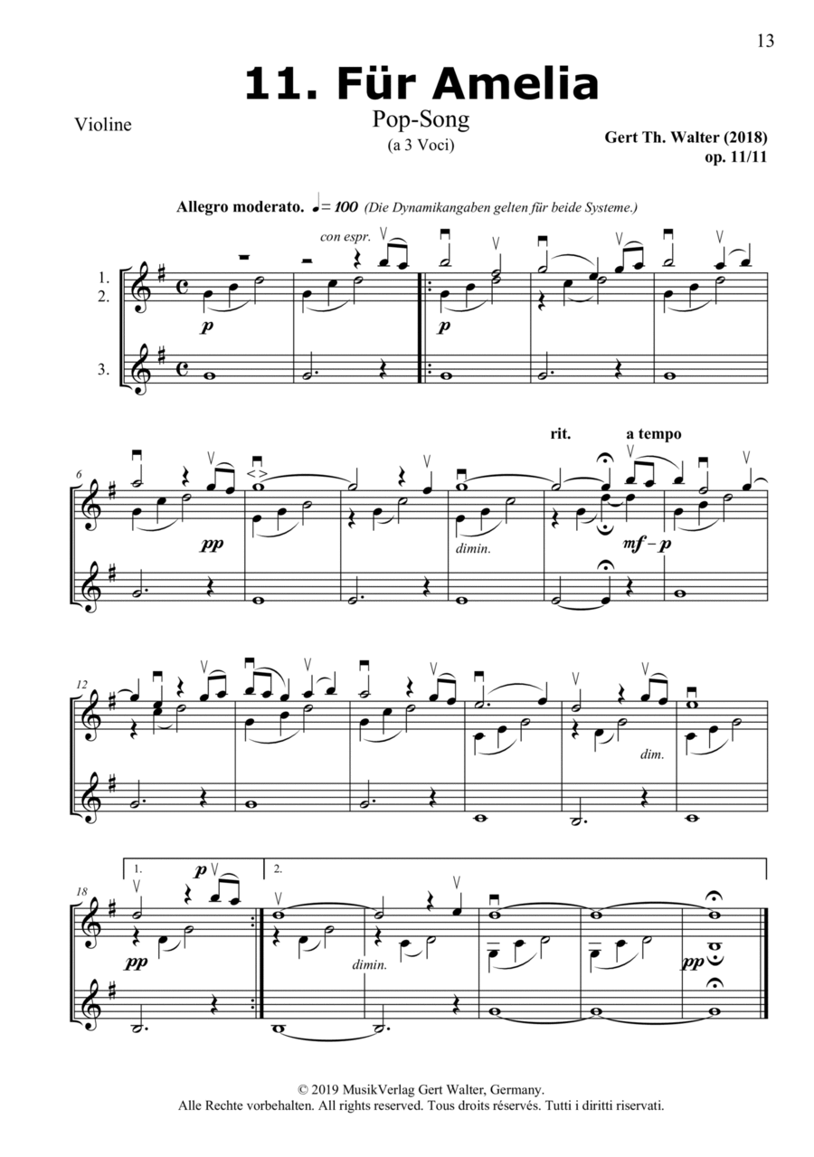 For Amelia String Trio scores gallery preview page 1