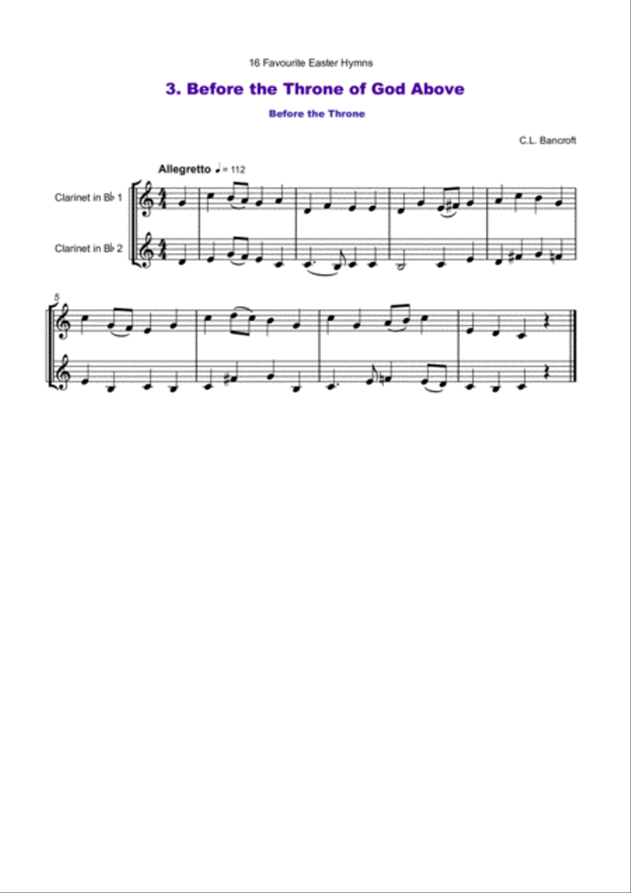 16 Favourite Easter Hymns for Clarinet Duet Clarinet Duet scores gallery preview page 4