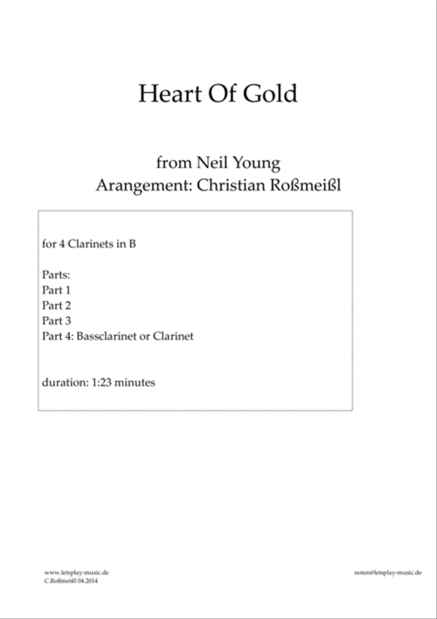 Heart Of Gold Woodwind Quartet scores gallery preview page 1