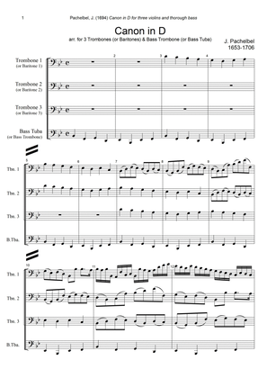 J. Pachelbel - Canon in D-dur, arr. for 3 Trombones (Baritones) & Bass Tuba (or Bass Trombone)