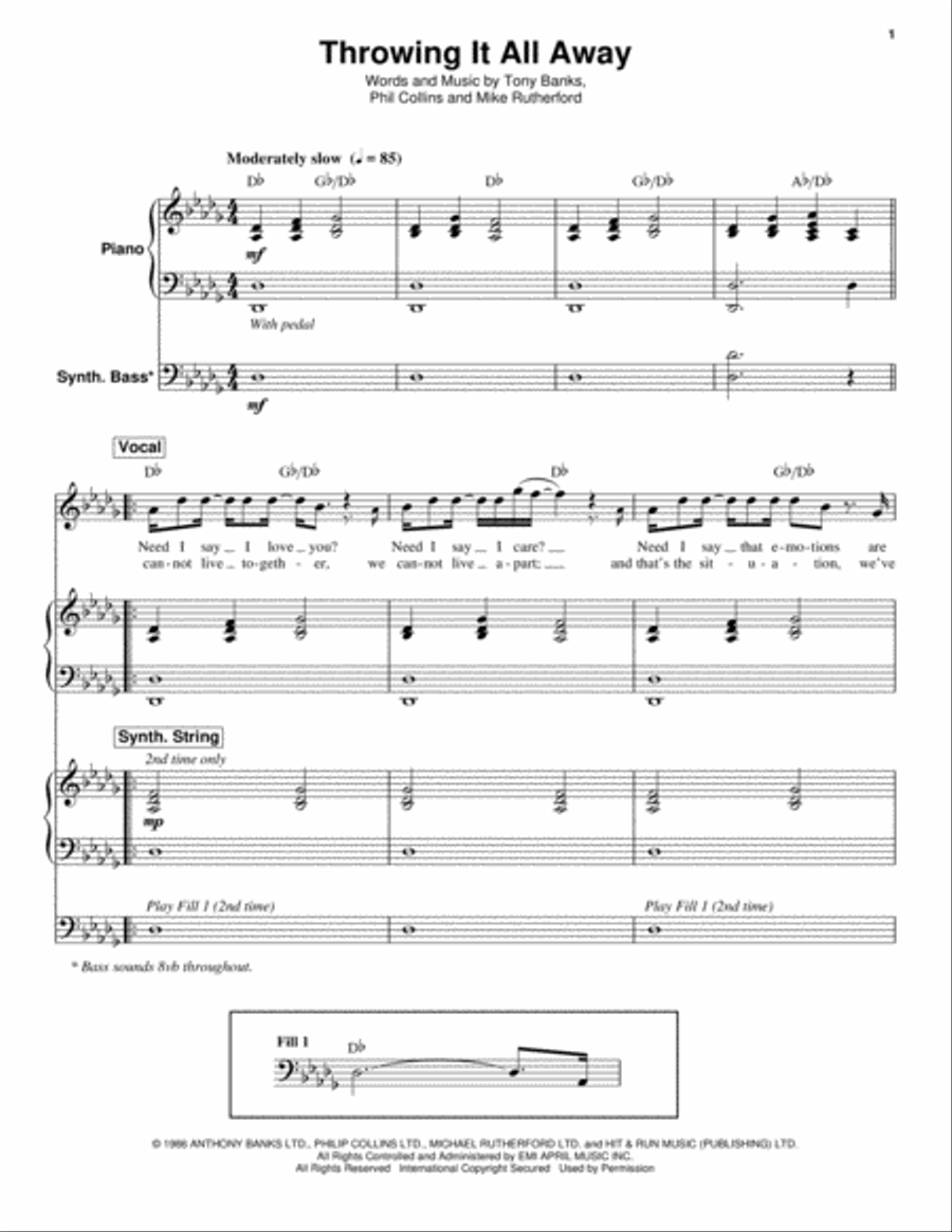 Throwing It All Away Throwing It All Away Piano scores gallery preview page 1