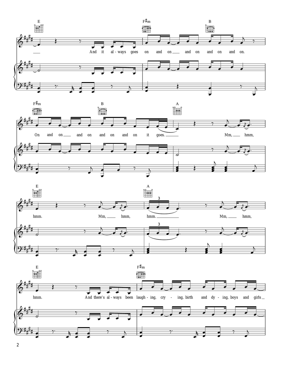 Times Like These Piano, Vocal, Guitar scores gallery preview page 2