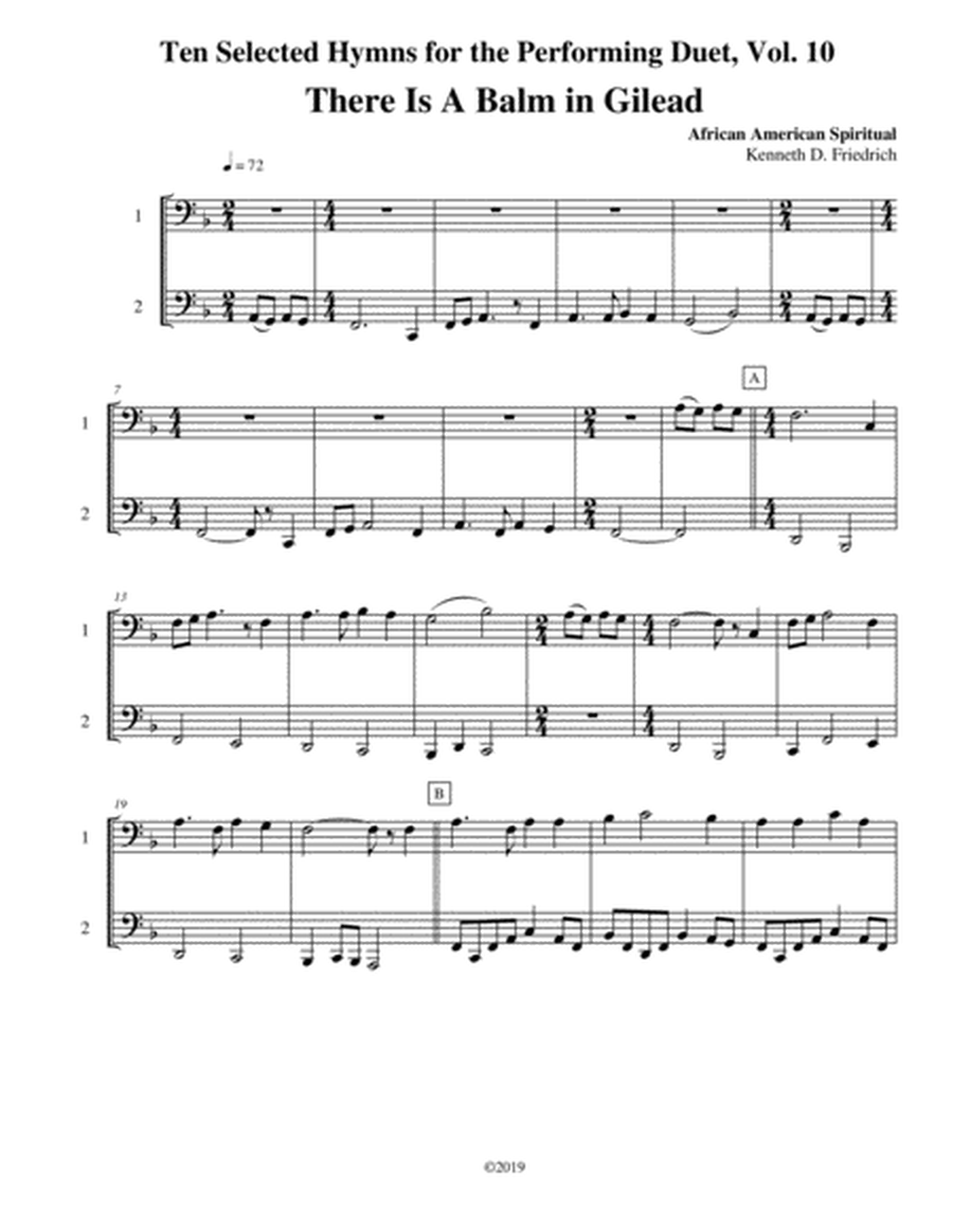 Ten Selected Hymns for the Performing Duet, Vol. 10 - trombone (euphonium) and bass trombone (tuba)