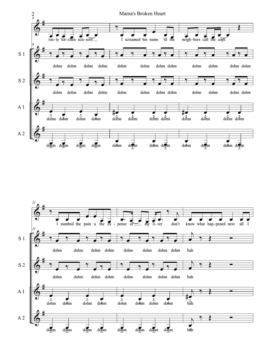 Mama's Broken Heart Mama's Broken Heart SSA scores gallery preview page 2