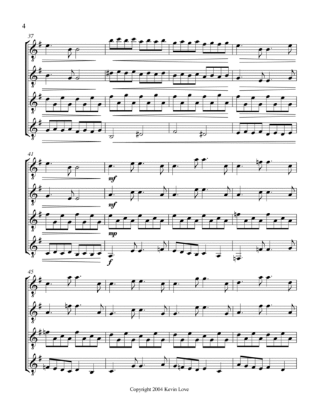 Feet in the Water (Guitar Quartet) - Score and Parts image number null