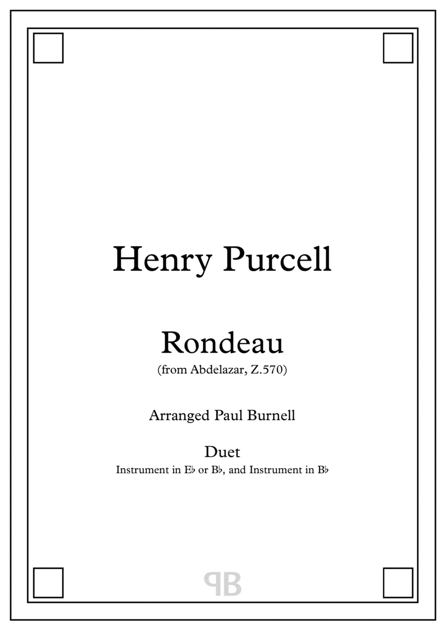 Rondeau, from Abdelazar, Z.570, arranged for duet: instrument in Eb or Bb, and instrument in Bb Small Ensemble scores gallery preview page 1