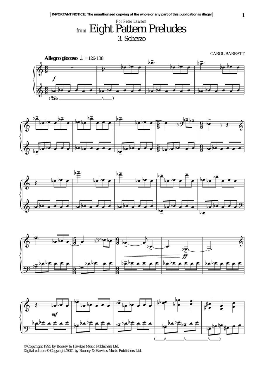 Eight Pattern Preludes, 3. Scherzo Piano Solo scores gallery preview page 1