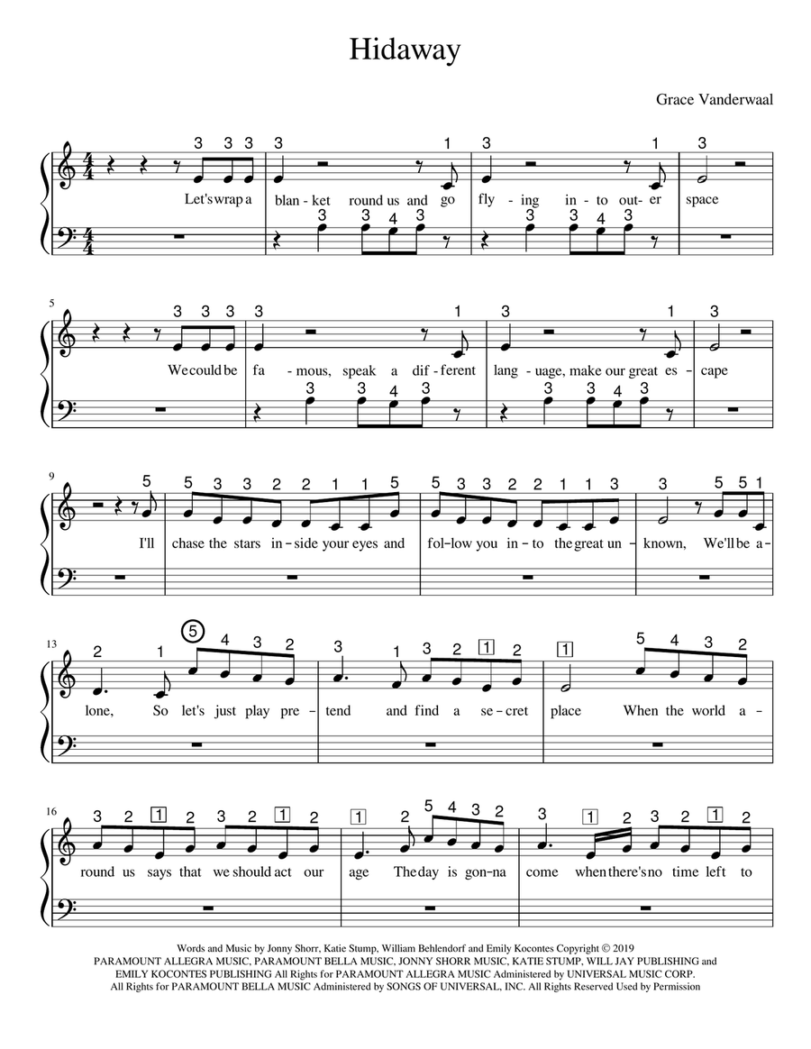 Hideaway Hideaway Easy Piano scores gallery preview page 2