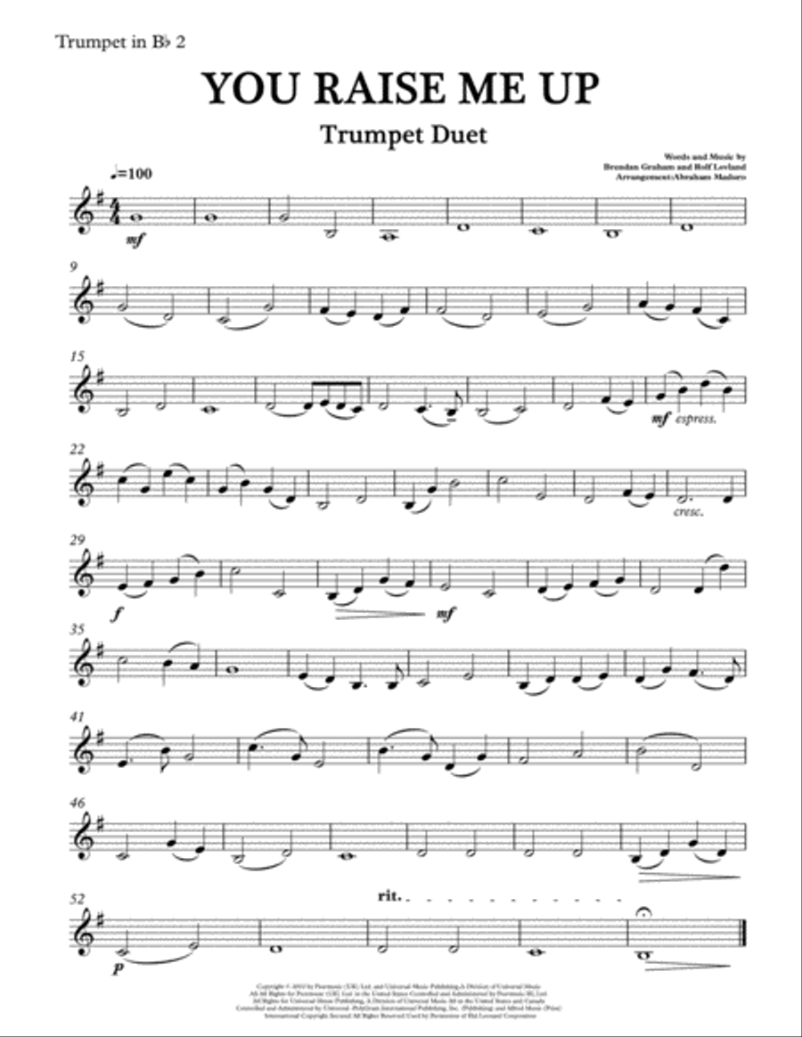 You Raise Me Up Trumpet Duet scores gallery preview page 6
