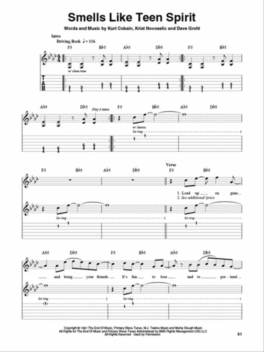 Nirvana Nirvana Guitar Tablature scores gallery preview page 5