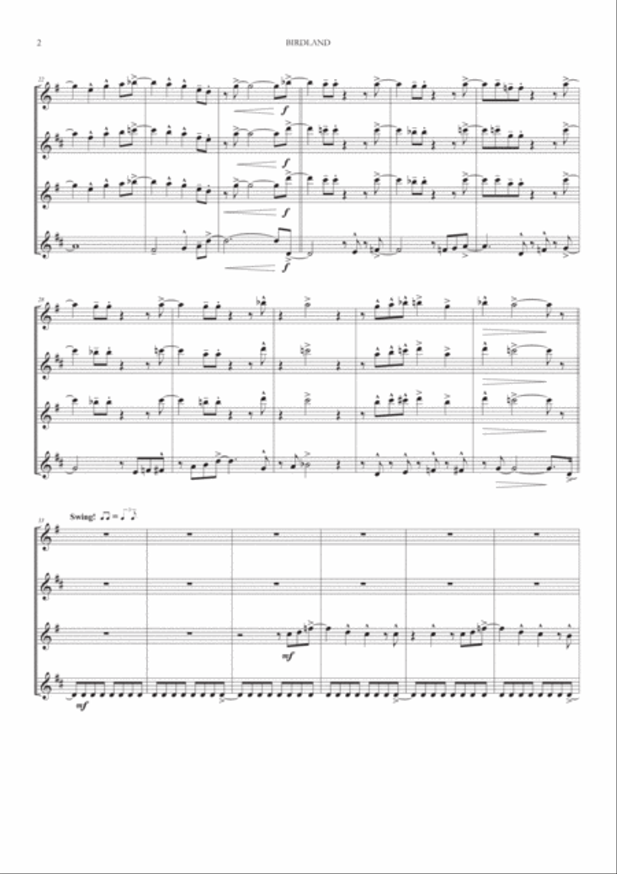 Birdland Birdland Woodwind Quartet scores gallery preview page 2