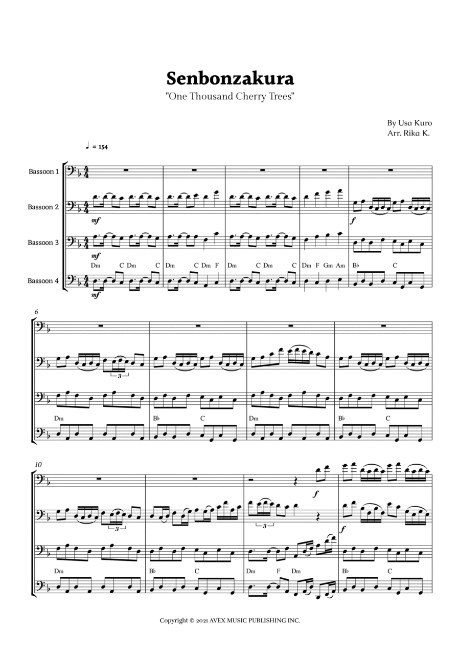 Senbonzakura Bassoon Quartet scores gallery preview page 1
