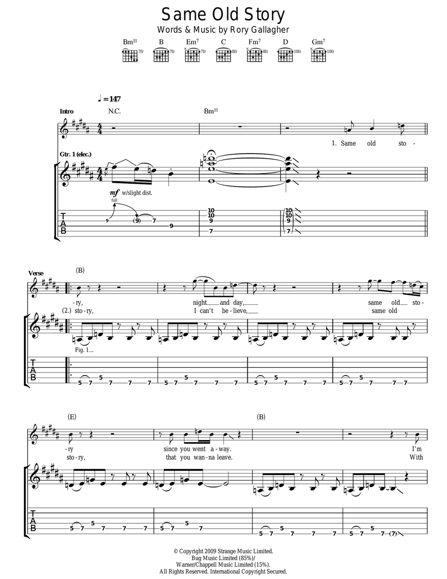 Same Old Story Guitar Tablature scores gallery preview page 1