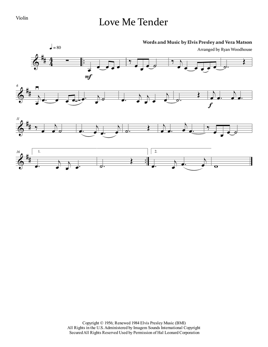 Love Me Tender String Duet scores gallery preview page 2