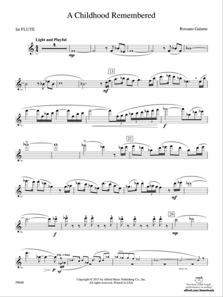 A Childhood Remembered: Flute Concert Band scores gallery preview page 1