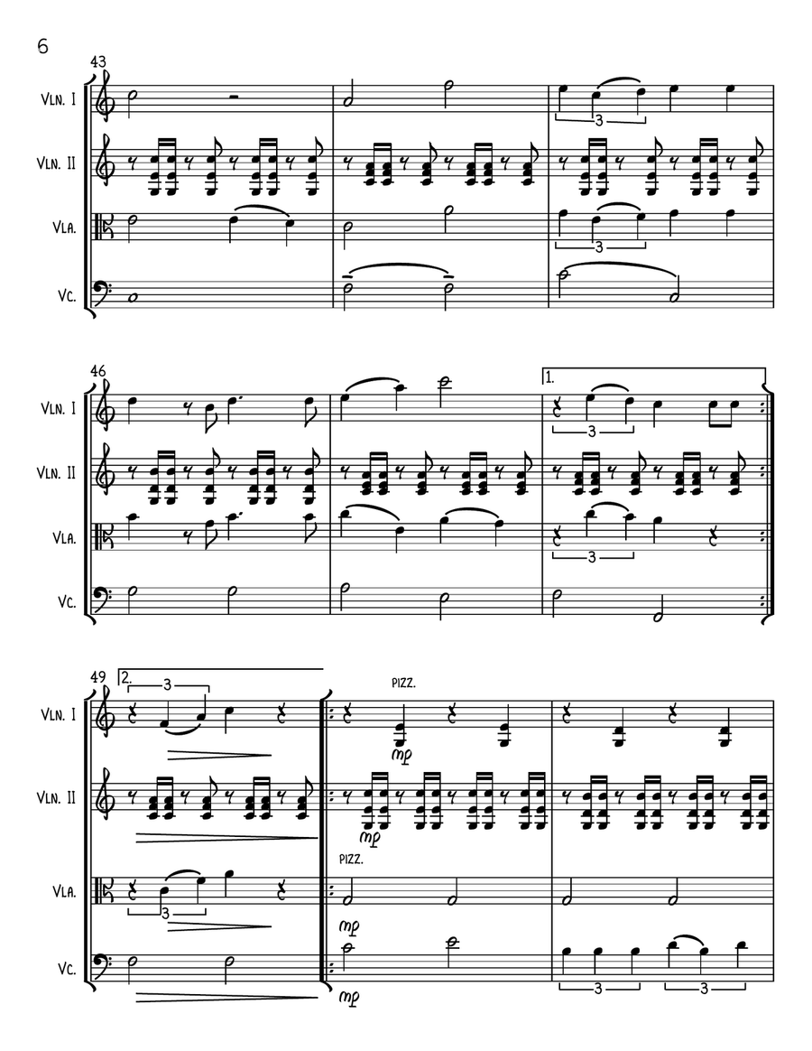 Over The Rainbow (from The Wizard Of Oz) String Quartet scores gallery preview page 6