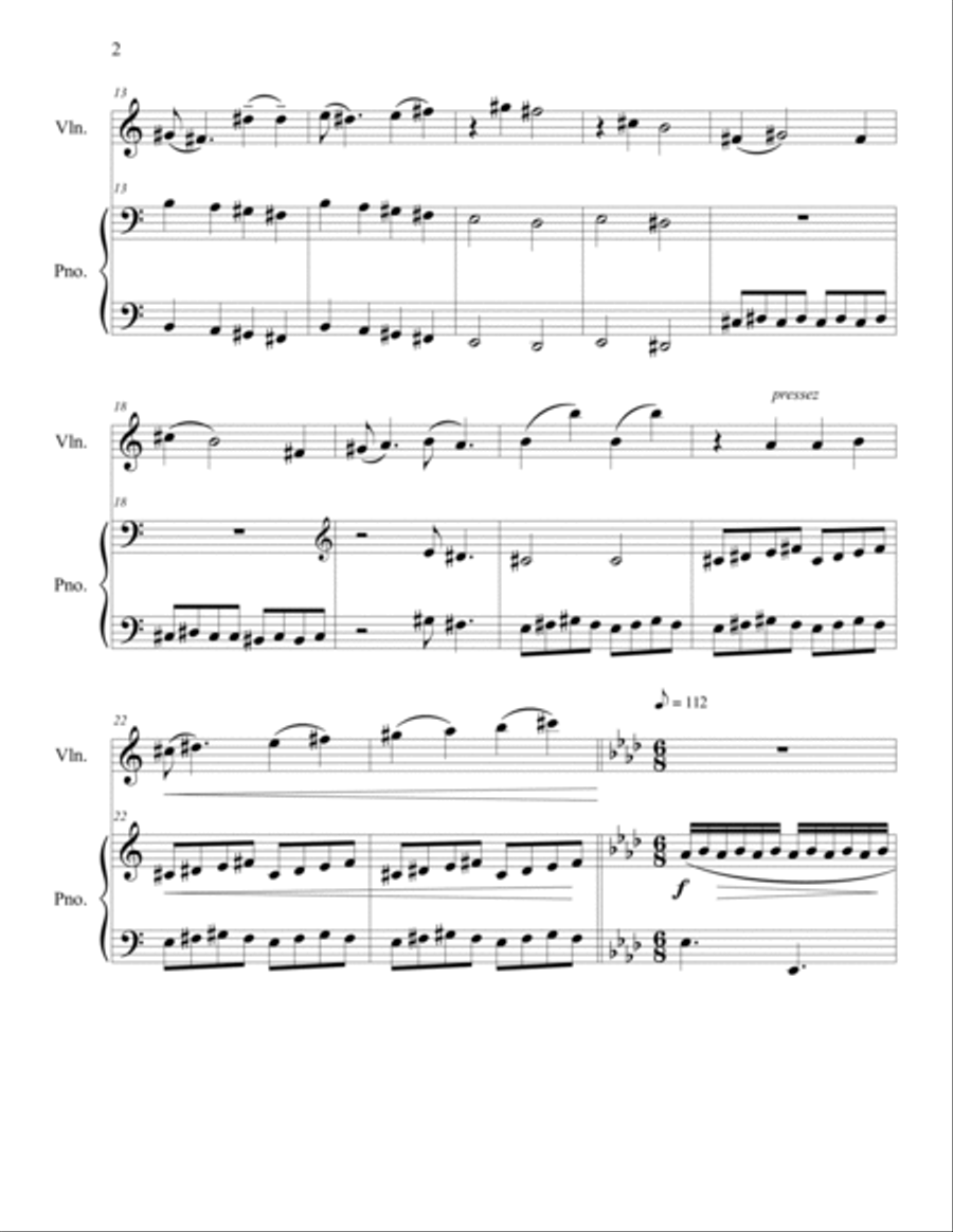 Piece in 3 parts for Violin and Piano Violin scores gallery preview page 2