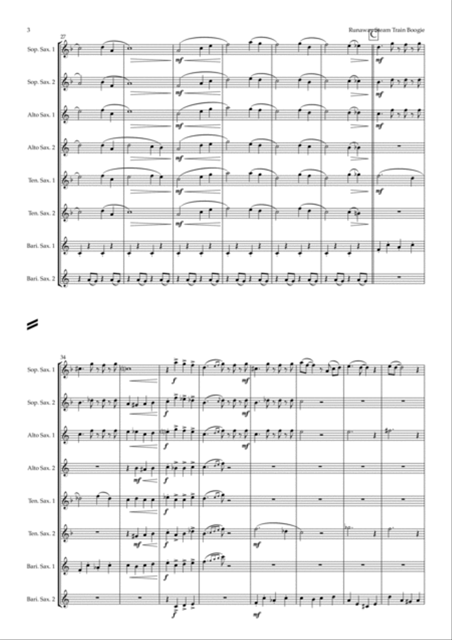 Runaway Steam Train Boogie (saxophone octet - SSAATTBB)