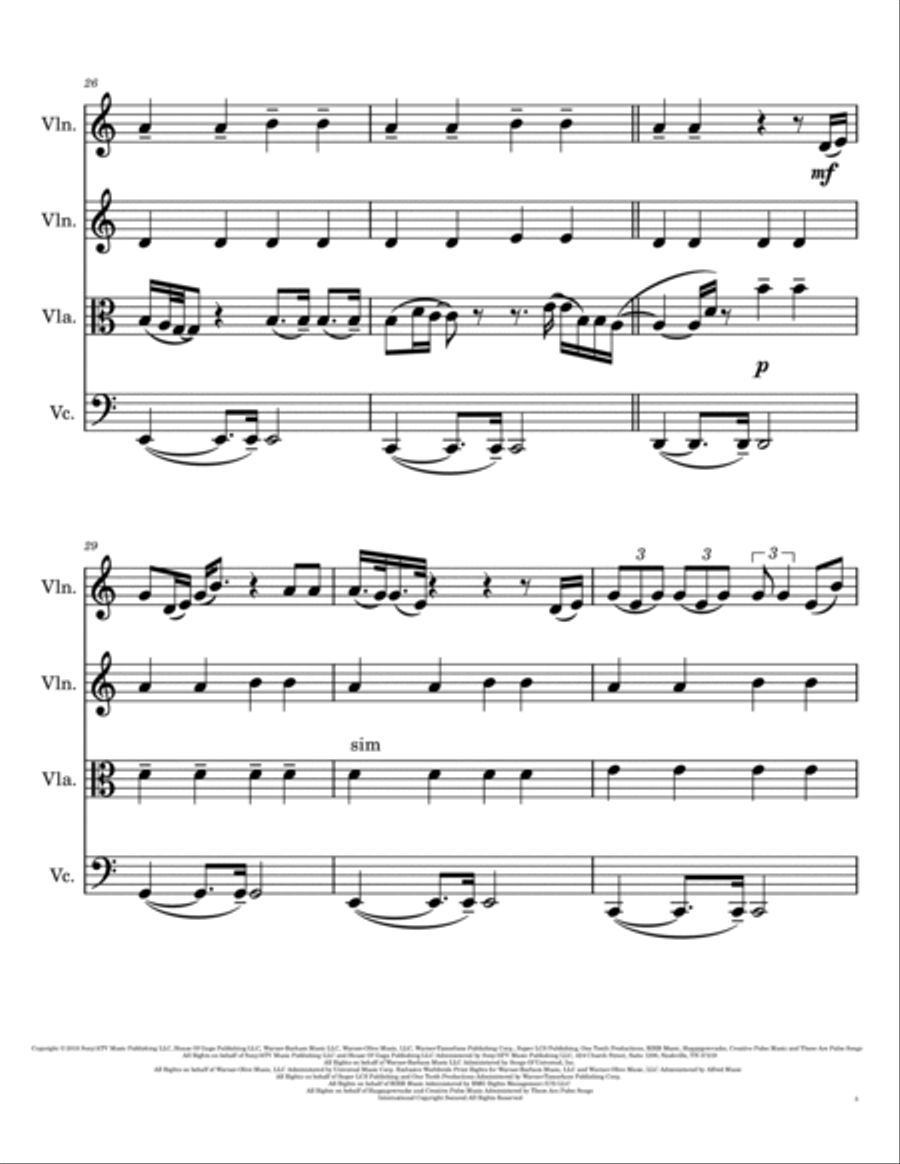I'll Never Love Again String Quartet scores gallery preview page 5