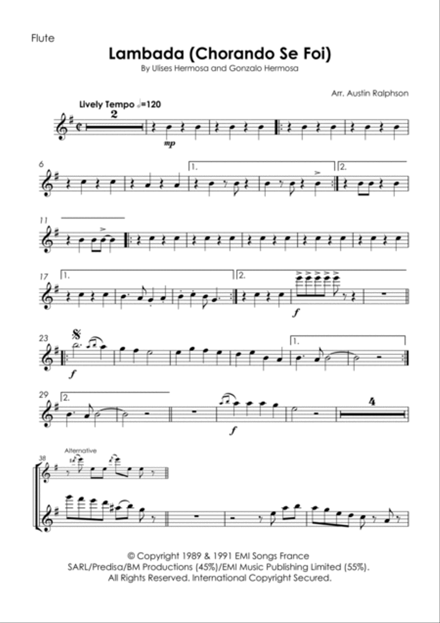 Chorando Se Foi (lambada) Woodwind Quintet scores gallery preview page 3