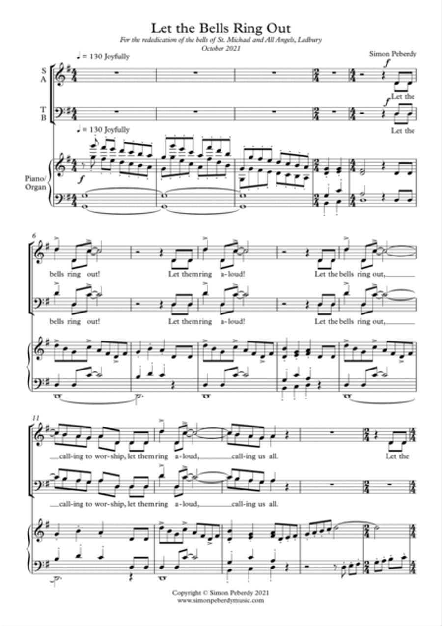 Let the Bells Ring Out! Anthem for dedication of bells by Simon Peberdy image number null