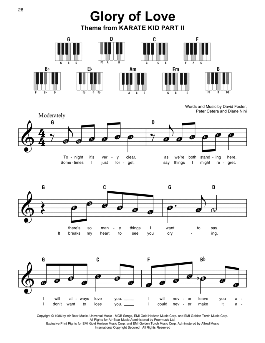 Glory Of Love Easy Piano scores gallery preview page 1