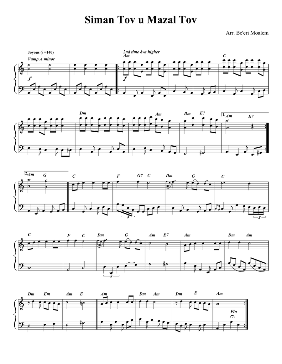 Siman Tov for violin and cello in A minor Small Ensemble scores gallery preview page 1