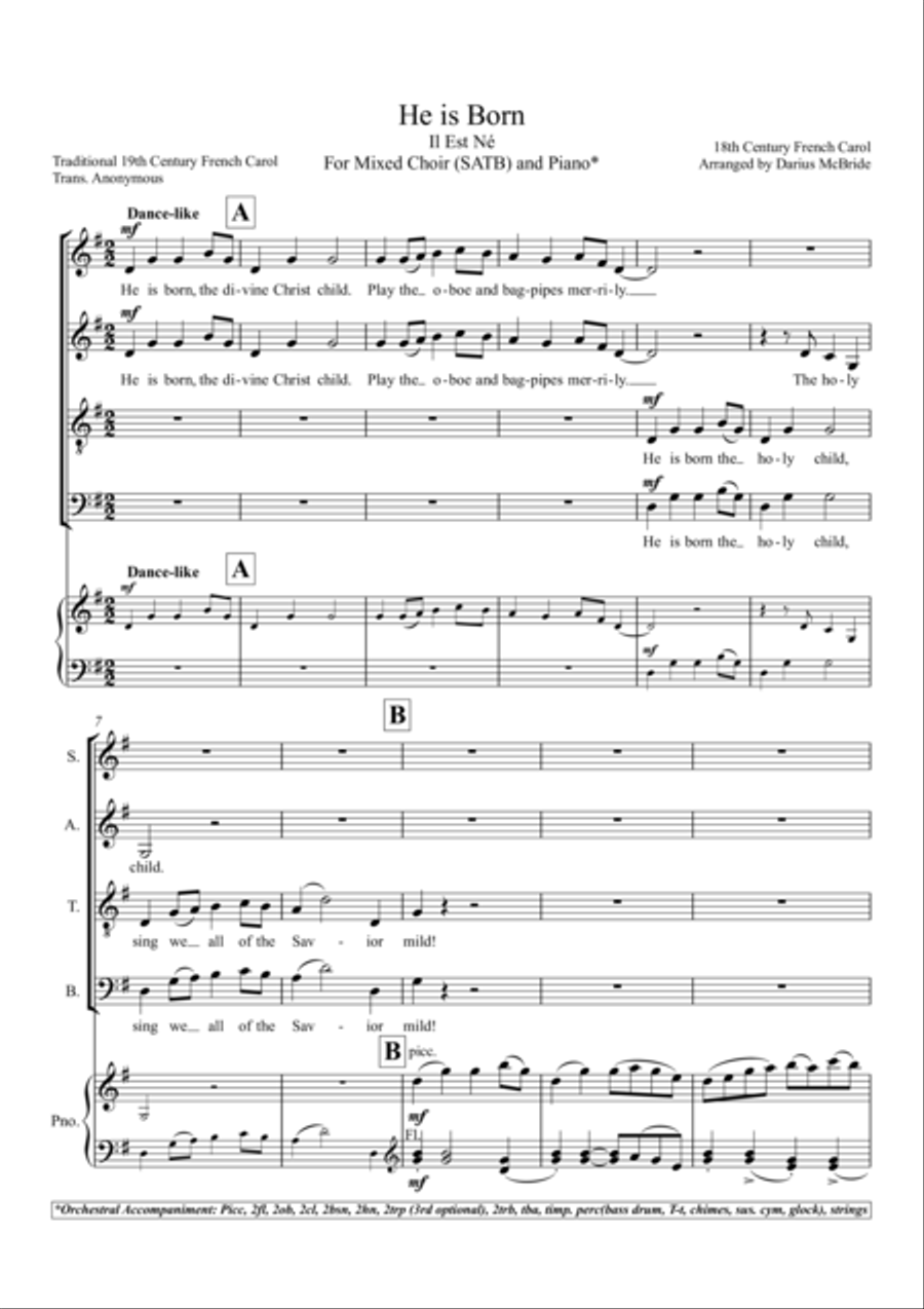 He is Born He is Born 4-Part scores gallery preview page 1
