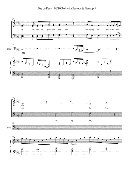DAY BY DAY (SATB Choir with Bassoon & Piano - Score & Parts included) image number null