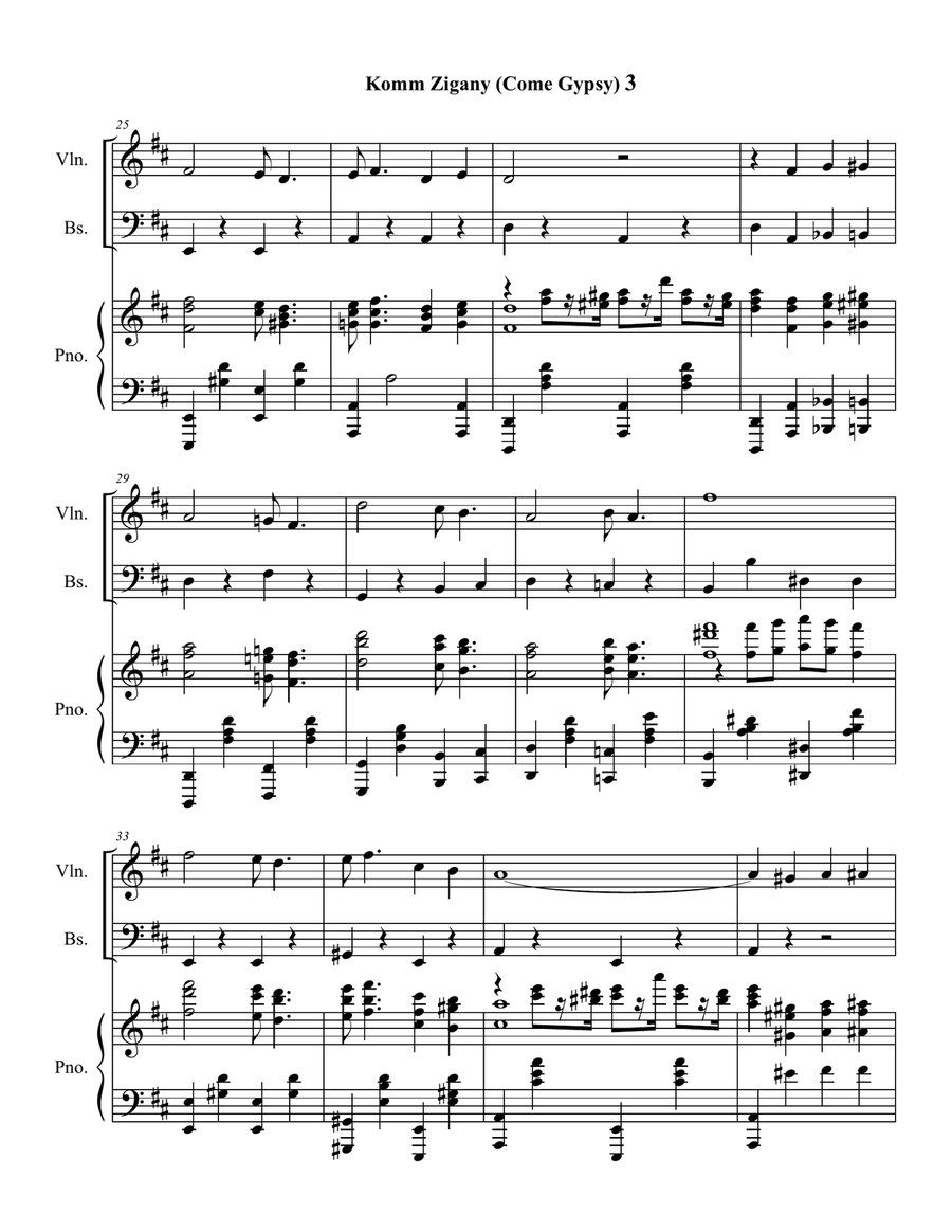 Gräfin Mariza, Act 3: Nr.13a. Komm Zigany (Arrangement includes Tanz Schnell. Ziguener Csárdás) String Orchestra scores gallery preview page 3