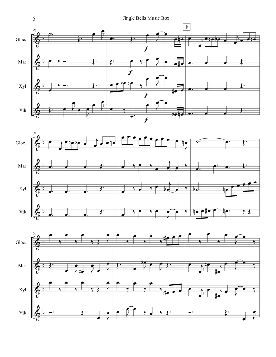 Jingle Bells Music Box (Percussion Ensemble) Percussion Ensemble scores gallery preview page 6