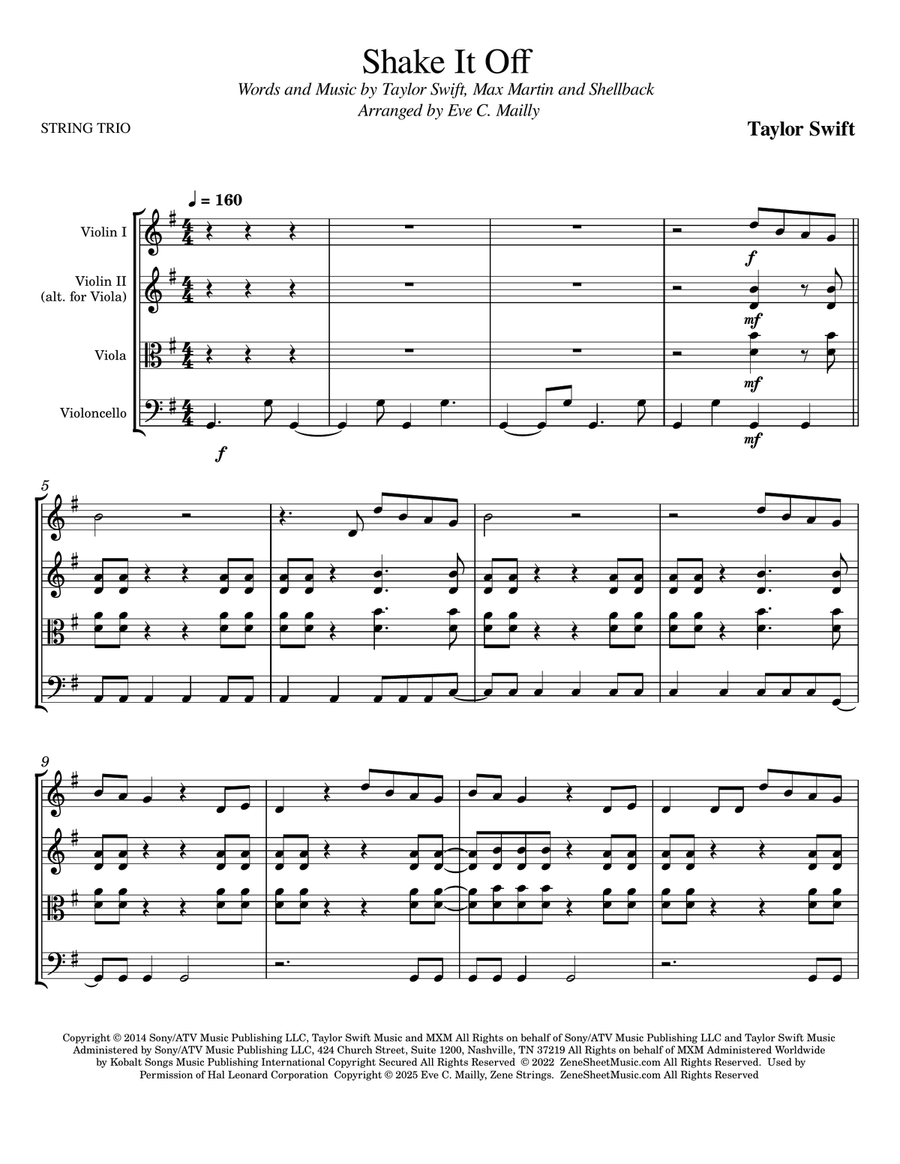 Shake It Off String Trio scores gallery preview page 1