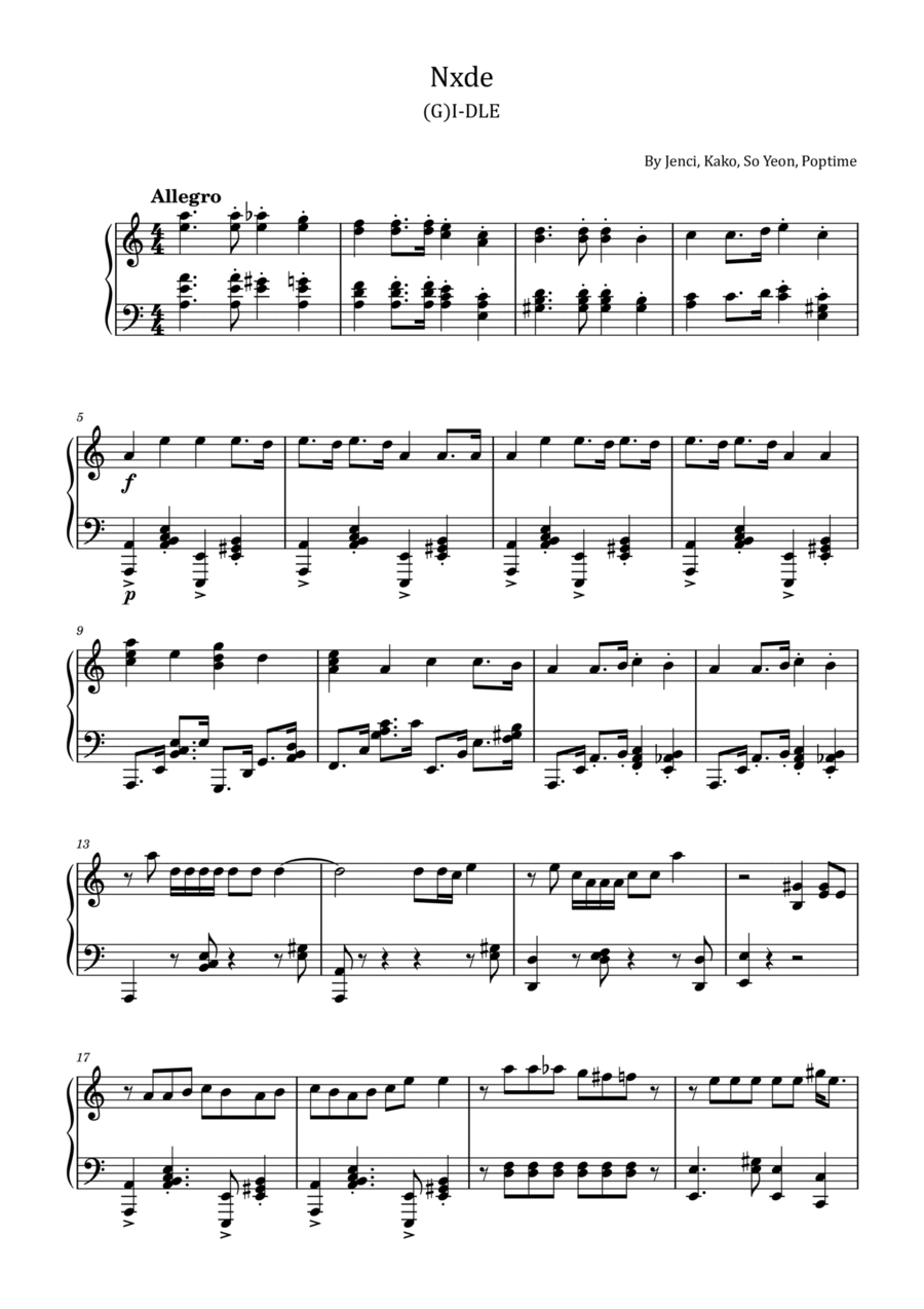 Nxde Easy Piano scores gallery preview page 1