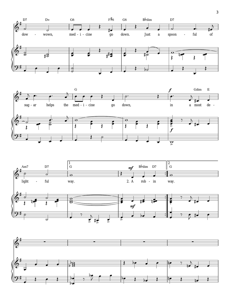 A Spoonful Of Sugar (from Mary Poppins) Piano, Vocal scores gallery preview page 3