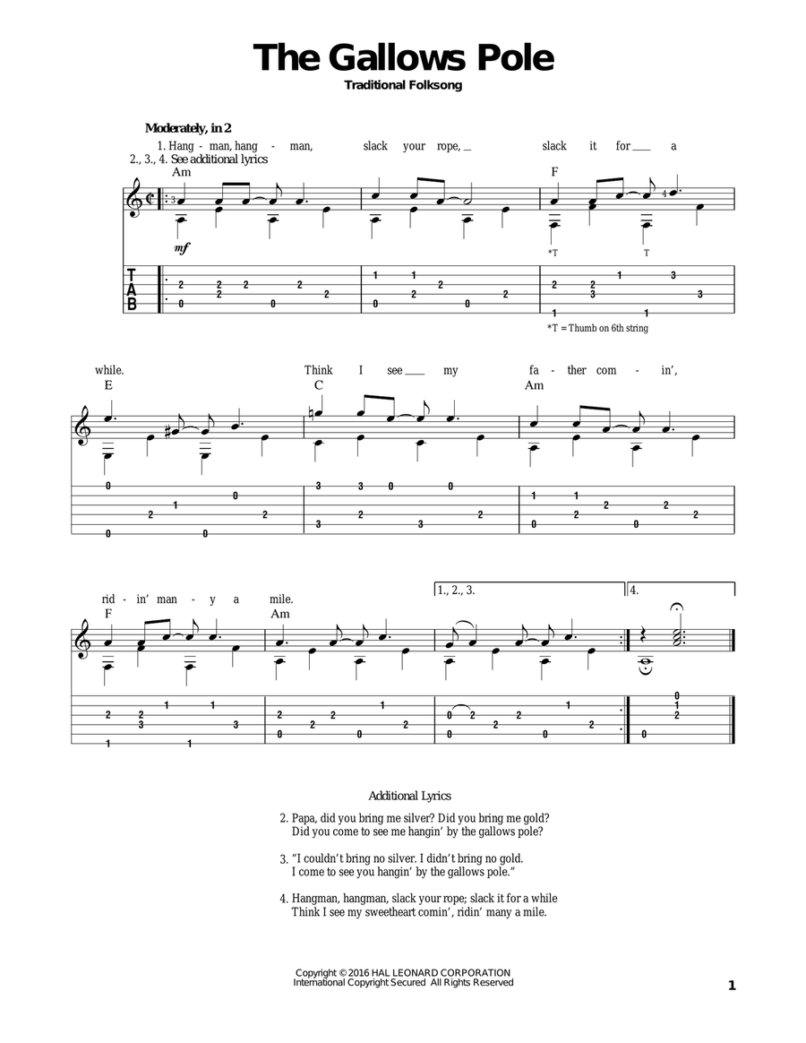 The Gallows Pole Acoustic Guitar scores gallery preview page 1