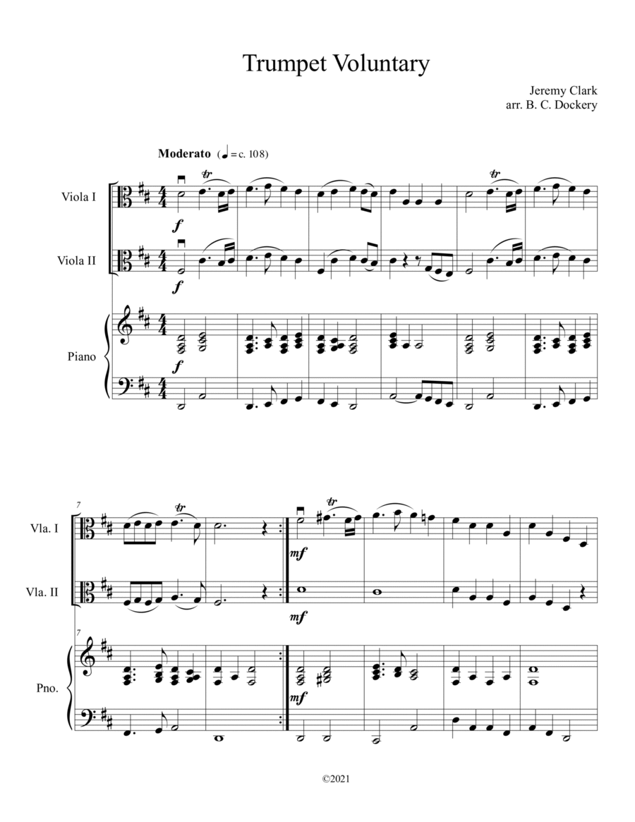 Trumpet Voluntary (Viola Duet with Piano Accompaniment) image number null