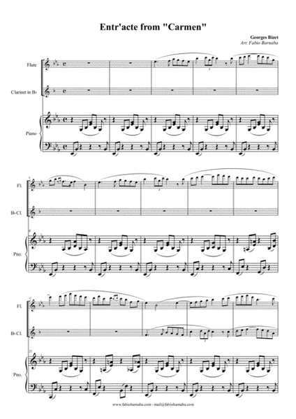 Entr'acte from Bizet's Carmen - for Flute, Clarinet and Piano image number null