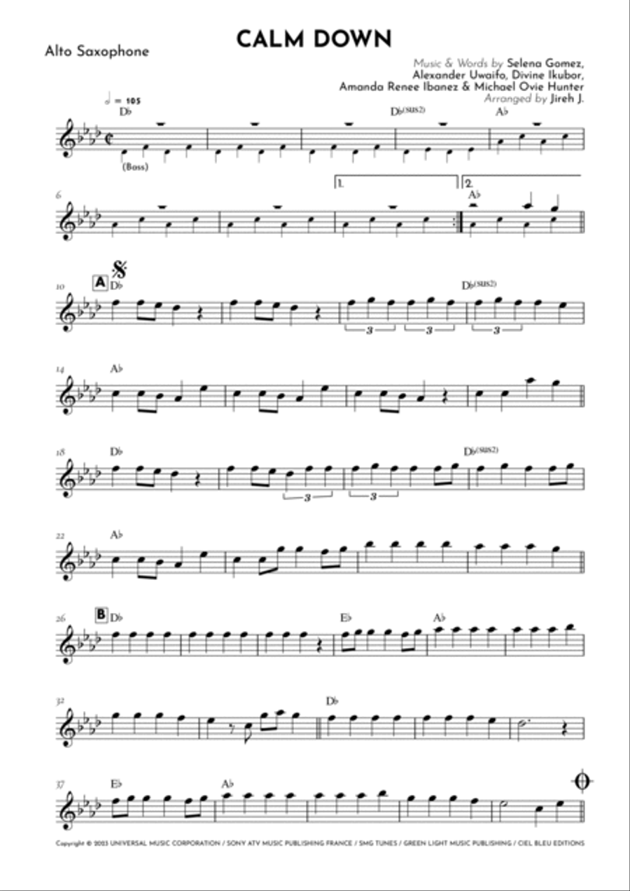 Calm Down Alto Saxophone scores gallery preview page 2