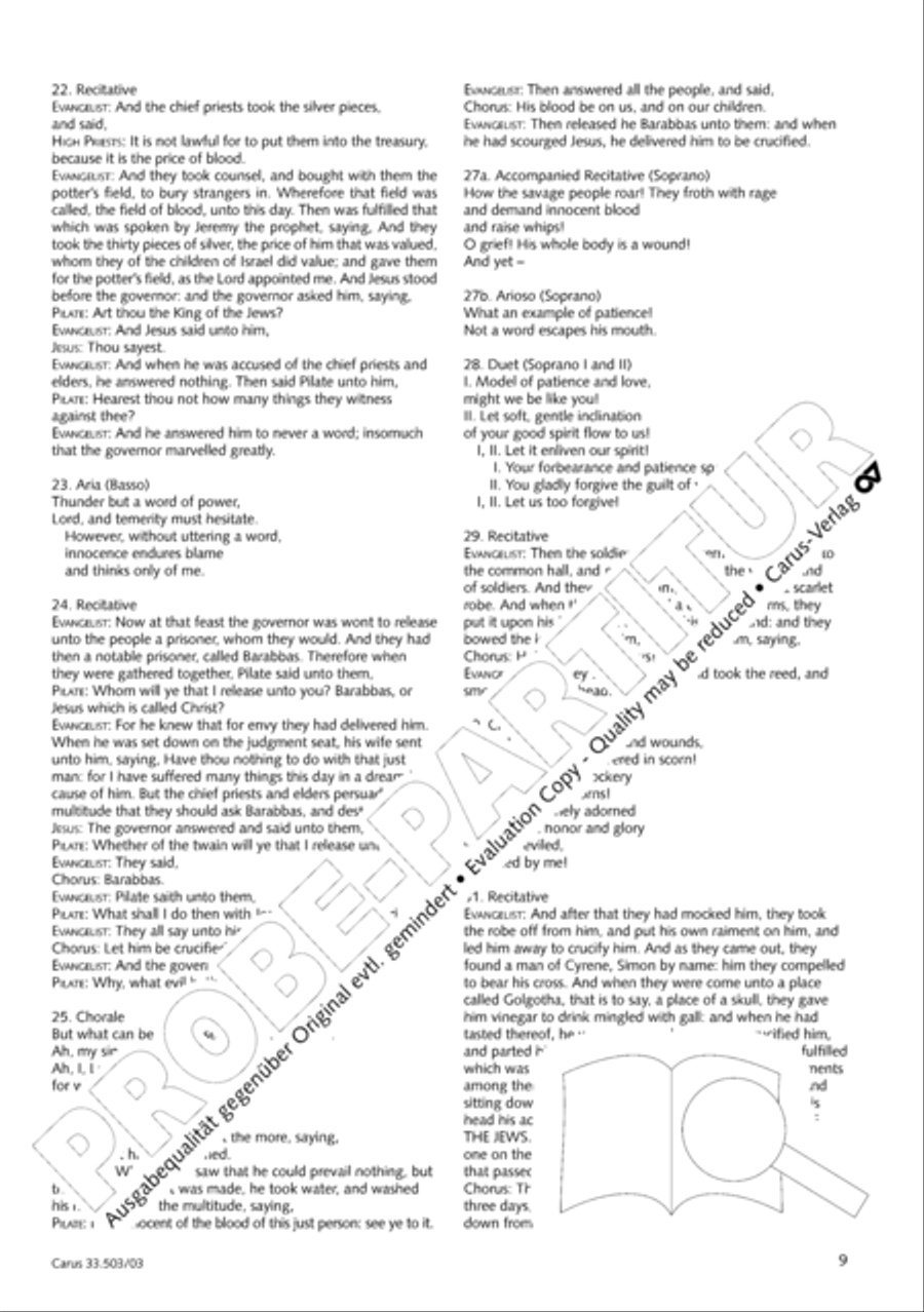 Passion according to St. Matthew (Passions-Musik nach dem Evangelisten Matthaus) SSATB scores gallery preview page 10